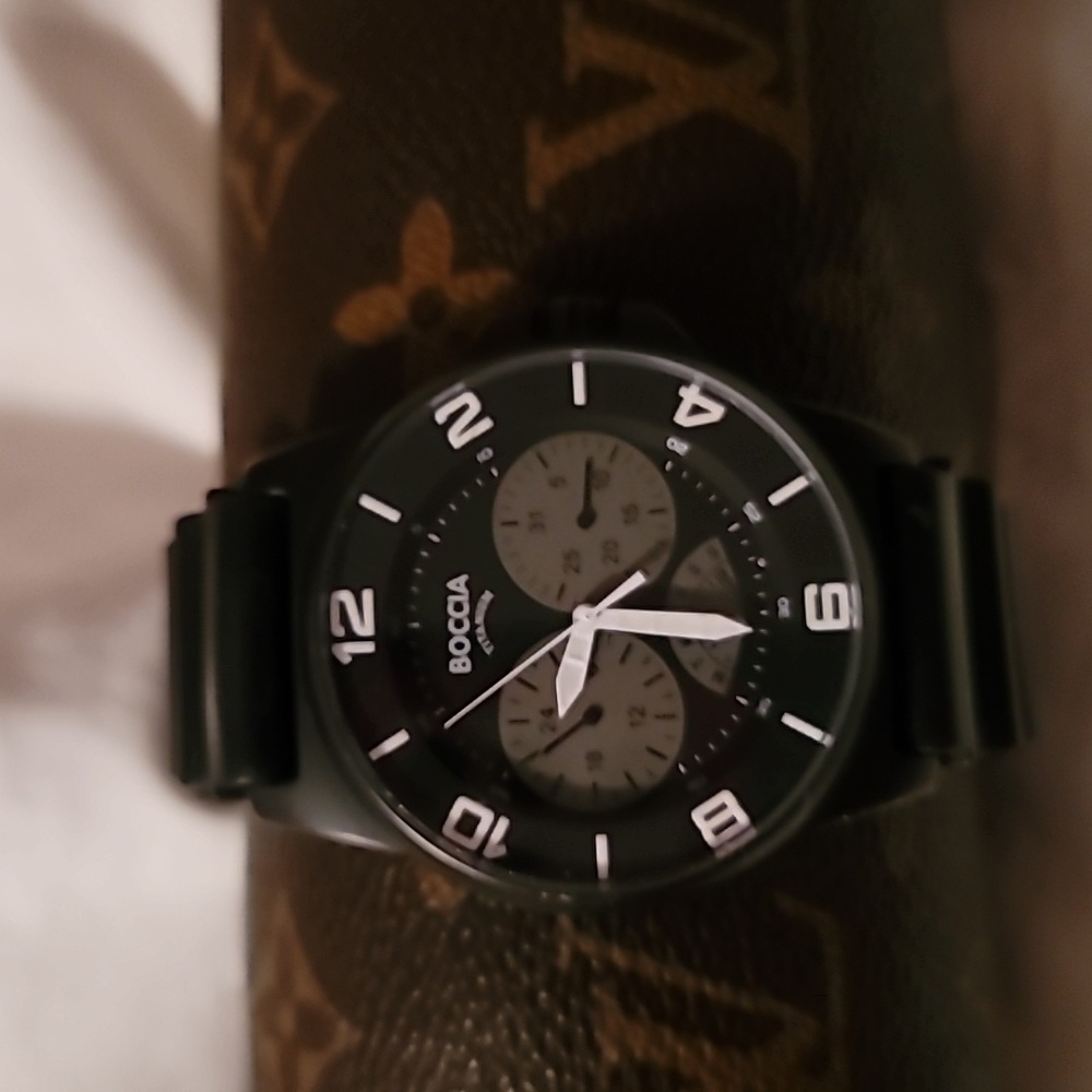 Mens Boccia id. Titanium Chronograph Watch 3 Working Subdials Black & Grey‎